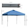 Outsunny 10' x 10' Pop Up Canopy Event Tent with 3-Level Adjustable Height, Top Vent Window Design and Easy Move Roller Bag, Blue