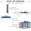 Outsunny 10' x 10' Heavy Duty Pop Up Canopy with Removable Mesh Sidewall Netting, Easy Setup Design, Party Event with Storage Bag, American Flag