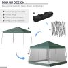 Outsunny 10' x 10' Foldable Pop Up Canopy Tent,  with Carrying Bag, Mesh Sidewalls and 3-Level Adjustable Height for Outdoor, Garden