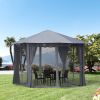 Outsunny Patio Gazebo 10' x 10' Outdoor Soft Top Canopy Tent with Zippered Mesh Sidewalls, Privacy Curtains, Netting Black