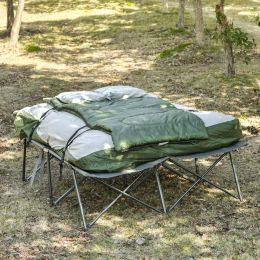 Outsunny Portable Cot Bed Compact Collapsible Camping Bed with Sleeping Bag Inflatable Air Mattress Pillows for 2 Person Fishing & Hiking