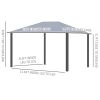 Outsunny 13' x 10' Gazebo Canopy Party Tent Shelter with Steel Frame, Curtains, Netting Sidewalls, Light Grey