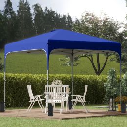 Outsunny 10' x 10' Pop Up Canopy with Adjustable Height, Foldable Gazebo Tent with Carry Bag with Wheels and 4 Leg Weight Bags for Outdoor, Blue