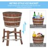 Outsunny 13 Gallons Retro Style Wooden Cooler Wood Ice Bucket with Separable Support Frame  Foldable Flip Cover and Faucet