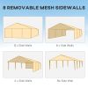 Outsunny 10' x 28' Party Tent Canopy, Outdoor Event Shelter Gazebo with 8 Removable Mesh Sidewalls, Zipper Doors, Steel Frame, White