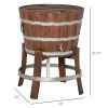 Outsunny 13 Gallons Retro Style Wooden Cooler Wood Ice Bucket with Separable Support Frame  Foldable Flip Cover and Faucet