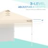 Outsunny 10' Pop Up Canopy Party Tent with 1 Sidewall, Rolling Carry Bag on Wheels, Adjustable Height, Folding Outdoor Shelter, Beige