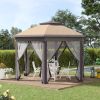 Outsunny Pop Up Gazebo Hexagonal Canopy with 6 Zippered Mesh Netting Event Tent with Strong Steel Frame for Patio Wedding Party 13.3' x 13.3'