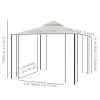 Outsunny 10' x 13' Outdoor Soft Top Gazebo Pergola with Curtains, 2-Tier Steel Frame Gazebo for Patio, Cream White