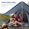 Outsunny Teepee Tent, Easy Set-Up Camping Tent with Porch Area, Floor and Carry Bag, for 2-3 Person Outdoor Backpacking Camping Hiking, Blue