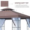 Outsunny 10'x10' Outdoor Gazebo, Double Tiered Canopy Tent with Mosquito Netting and Steel Frame for Patio, Backyards and Parties, Coffee