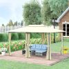 Outsunny 10' x 13' Outdoor Soft Top Gazebo Pergola with Curtains, 2-Tier Steel Frame Gazebo for Patio, Cream White