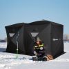 Outsunny 8 Person Ice Fishing Shelter, Waterproof Oxford Fabric Portable Pop-up Ice Tent with 4 Doors for Outdoor Fishing, Black