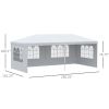 Outsunny Large 20' x 10' Gazebo Canopy Party Tent with 4 Removable Window Side Walls, Outdoor Events - White