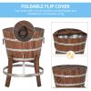 Outsunny 13 Gallons Retro Style Wooden Cooler Wood Ice Bucket with Separable Support Frame  Foldable Flip Cover and Faucet