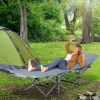 Outsunny Heavy Duty 2 Person Camping Cot with Mattress for Adults With Portable Carrying Bag, Outdoor Folding Lightweight Sleeping Bed, Grey