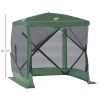 Outsunny 7x7FT Pop Up Canopy Camping Gazebo Portable Screen Tent with Carry Bag, Ventilating Mesh, for Outdoor Activities, Green