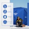 Outsunny 4 Person Ice Fishing Tent, Waterproof Oxford Fabric Portable Pop-up Ice Tent with 2 Doors for Outdoor Fishing, Blue