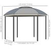 Outsunny 12' x 12' Steel Gazebo Canopy Party Tent Shelter with Double Roof, Curtains, Netting Sidewalls, Top Hook, Gray