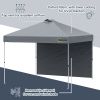 Outsunny 10' Pop Up Canopy Party Tent with 1 Sidewall, Rolling Carry Bag on Wheels, Adjustable Height, Folding Outdoor Shelter, Grey