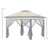 Outsunny 11' x 11' Pop Up Canopy, Double Roof Foldable Canopy Tent with Zippered Mesh Sidewalls, Height Adjustable and Carrying Bag