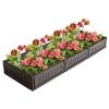 4 x 4 Feet Raised Garden Bed Kit Outdoor Planter Box with Open Bottom Design-Brown