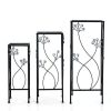 3 Pieces Flower Pots Display Rack with Vines and Crystal Floral Accents Square-Black