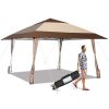 13 x 13 Feet Pop-Up Feet Patio Gazebo with Wheels-Coffee