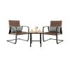 3 Pieces Patio Rattan Conversation Set with Lumbar Pillows