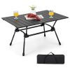 Folding Heavy-Duty Aluminum Camping Table with Carrying Bag-Black - Color: Black