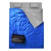 2 Person Waterproof Sleeping Bag with 2 Pillows-Blue - Color: Blue