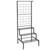 3-Tier Hanging Plant Stand with Grid Panel Display Shelf