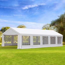 Outsunny Outdoor Carport Canopy Heavy Duty Party/Wedding Tent with Removable Protective Sidewalls & Versatile Uses 32' x 16' Large - White