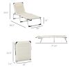 Outsunny Folding Lounger Chair Sun Lounger Chair Camping Bed Cot 4-Position Adjustable Back With Pillow For Patio Garden Beach Pool Cream