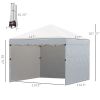 Outsunny 10' x 10' Pop Up Canopy with Leg Weight Bags, Carry Bag, 3 Sidewalls, Height Adjustable Party Tent Event Shelter Gazebo for Garden