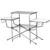 Foldable Outdoor BBQ Table Grilling Stand - Color: Silver