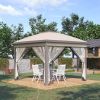 Outsunny 11' x 11' Pop Up Canopy, Double Roof Foldable Canopy Tent with Zippered Mesh Sidewalls, Height Adjustable and Carrying Bag