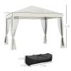 Outdoor 10' x 10' Canopy Outdoor Pop-Up Tent with Sidewalls, Instant Setup, 4 Mesh Walls for Party, Events, Beige