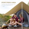 Outsunny Teepee Tent, Easy Set-Up Camping Tent with Porch Area, Floor and Carry Bag, for 2-3 Person Outdoor Backpacking Camping Hiking, Coffee