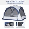 Outsunny Large Screen Tent, 11.5' x 11.5'Shade Tent,Hang Hook for Lantern at Night, 6-8 Person Dome Tent,  White