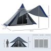 Outsunny Teepee Tent, Easy Set-Up Camping Tent with Porch Area, Floor and Carry Bag, for 2-3 Person Outdoor Backpacking Camping Hiking, Blue