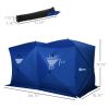 Outsunny 8 Person Ice Fishing Shelter, Waterproof Oxford Fabric Portable Pop-up Ice Tent with 4 Doors for Outdoor Fishing, Blue