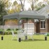 Outsunny 10' x 10' Pop Up Canopy with Adjustable Height, Foldable Gazebo Tent with Carry Bag, Wheels and 4 Leg Weight Bags for Outdoor, Dark Grey