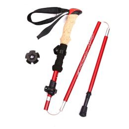 Camping & Hiking Adjustable Anti-Shock Hiking Walking Climbing Sticks (Color: Red, Type: Trekking Poles)