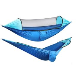 Folding Multi Use Swing Hammock For Outdoor Camping (Color: Blue, Type: Hammock)