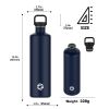 2L Stainless Steel Water Bottle | 2 Litre Single Wall Water Uninsulated Canteen | Eco Friendly Reusable Bottle | Plastic Free and Leakproof Metal Wate